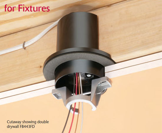 Round Long Side Mount Screw-On L-Shaped Vapor Box for Fans & Fixtures for double drywall