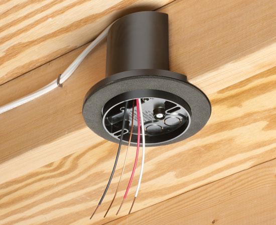 Round Long Side Mount Screw-On L-Shaped Vapor Box for Fans & Fixtures fro standard drywall