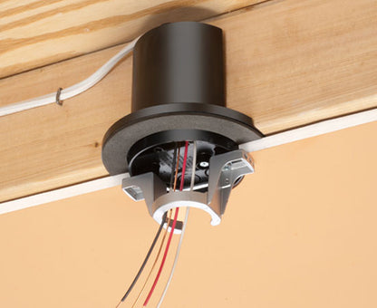 Round Long Side Mount Screw-On L-Shaped Vapor Box for Fans & Fixtures for standard drywall