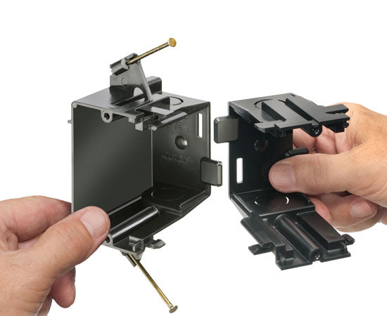 Gangable Non-Metallic/Plastic Dual-Gang Nail-On End Box - New Construction, Assembly