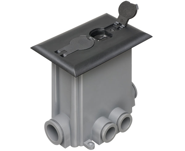 Floor Power Outlet Box w/ Flip Lid Single Gang - Black coverFloor Power Outlet Box w/ Flip Lid Single Gang - Black cover
