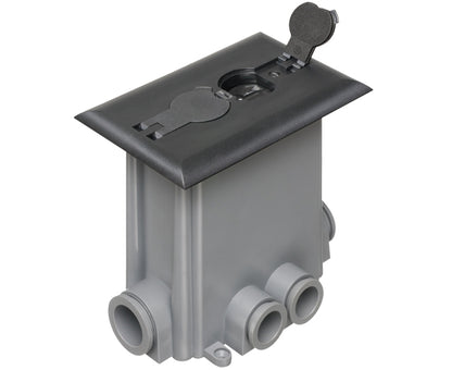 Floor Power Outlet Box w/ Flip Lid Single Gang - Black coverFloor Power Outlet Box w/ Flip Lid Single Gang - Black cover