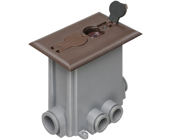 Floor Power Outlet Box w/ Flip Lid Single Gang - Brown cover