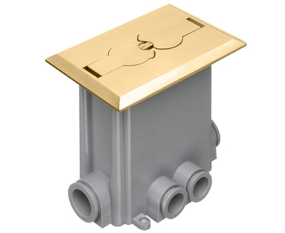 Floor Power Outlet Box w/ Flip Lid Single Gang - Brass cover