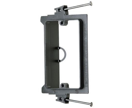 Single Gang Nail-on Low Voltage Mounting Brackets, Black with Nails