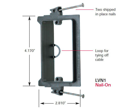 Four (4) Gang Nail-on Low Voltage Mounting Brackets, Black with Nails