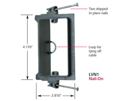 Four (4) Gang Nail-on Low Voltage Mounting Brackets, Black with Nails