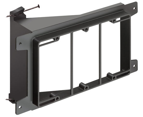 Three (3) Gang Nail-on Low Voltage Mounting Brackets, Black with Nails