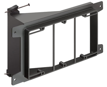 Three (3) Gang Nail-on Low Voltage Mounting Brackets, Black with Nails
