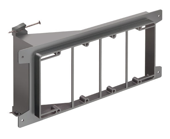 Four (4) Gang Nail-on Low Voltage Mounting Brackets, Black with Nails
