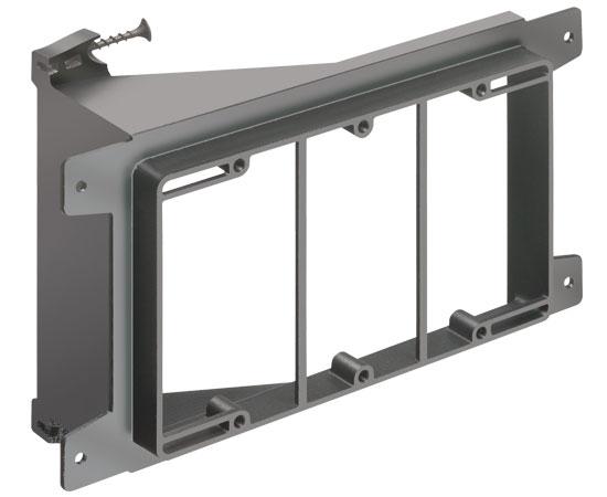 Screw-on Low Voltage Mounting Brackets, Black with Screws- 3 Gang