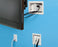 TV Bridge II Kit with angled power side in recessed box for Flat Screen TVs - White, Installed