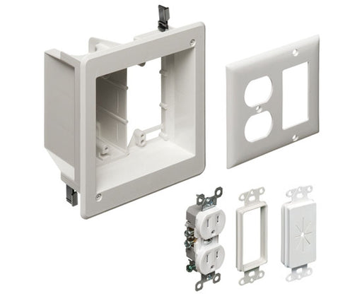 TV Box™ Kit Non-metallic Recessed 2-Gang Power & Low Voltage Electrical Box ™ White