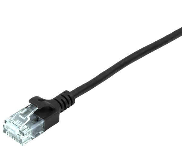CAT6A Ethernet Patch Cable, Slim, Snagless Molded Boot, UTP, 10G, 28AWG, RJ45 - RJ45, 10ft Black