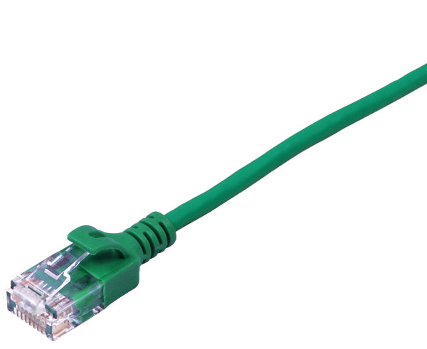 CAT6 Ethernet Patch Cable, Slim, Snagless Molded Boot, 28 AWG, RJ45 - RJ45, 2FT Green