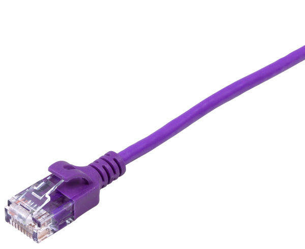 CAT6 Ethernet Patch Cable, Slim, Snagless Molded Boot, 28 AWG, RJ45 - RJ45, 2FT Purple