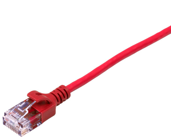 CAT6 Ethernet Patch Cable, Slim, Snagless Molded Boot, 28 AWG, RJ45 - RJ45, 2FT Red