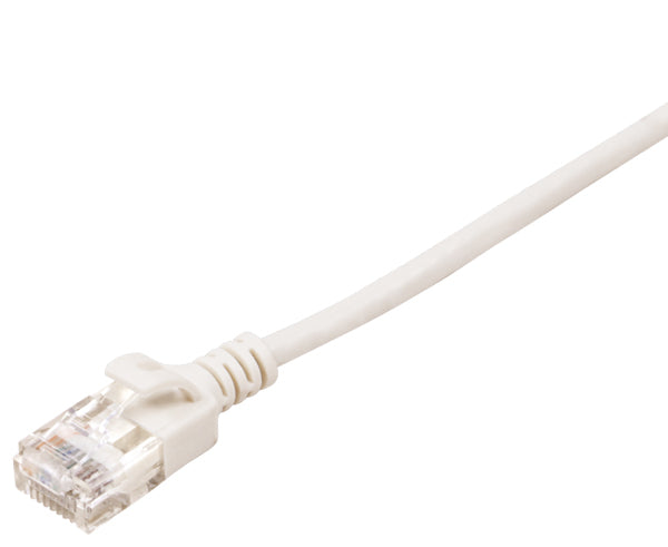 CAT6A Ethernet Patch Cable, Slim, Snagless Molded Boot, UTP, 10G, 28AWG, RJ45 - RJ45, 15ft White