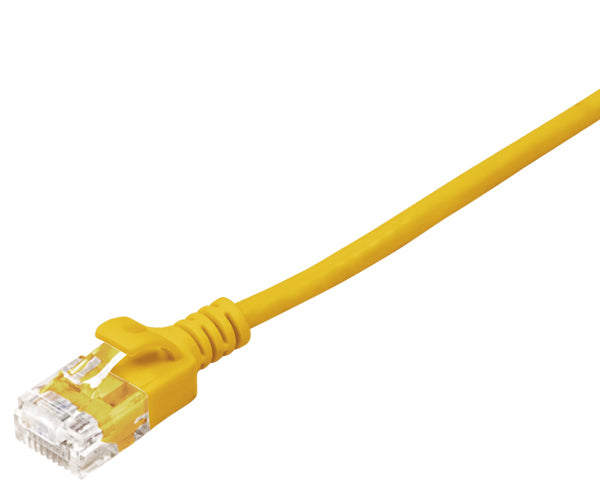 CAT6 Ethernet Patch Cable, Slim, Snagless Molded Boot, 28 AWG, RJ45 - RJ45, 1.5FT Yellow