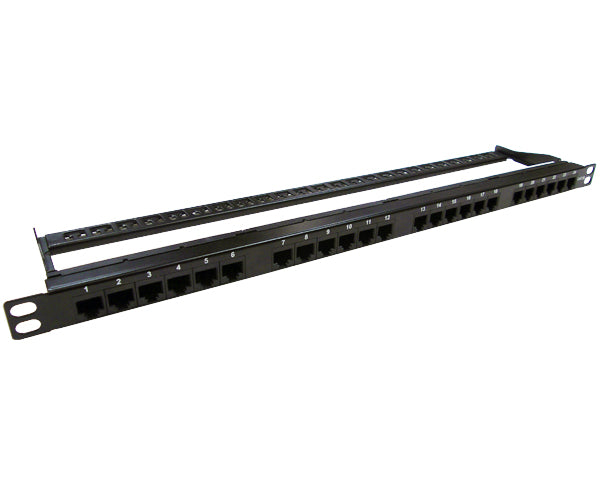 CAT5E High Density 24 Patch Panel, Half-U 180° IDC's left view