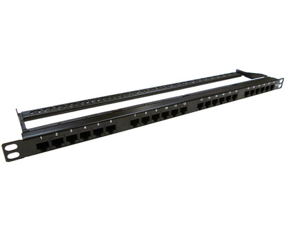 CAT5E High Density 24 Patch Panel, Half-U 180° IDC's left view