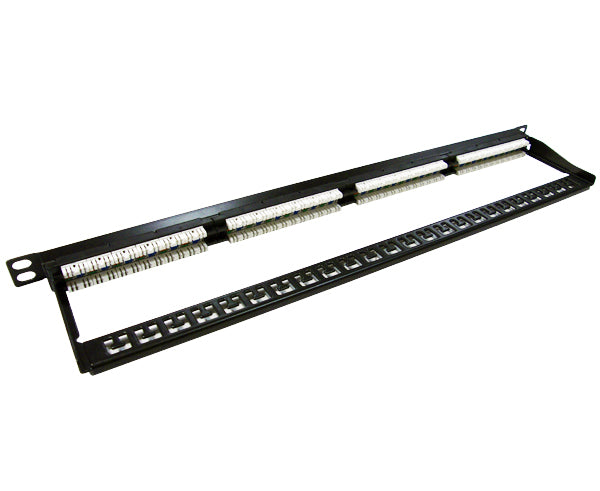 CAT5E High Density 24 Patch Panel, Half-U 180° IDC's frame left view