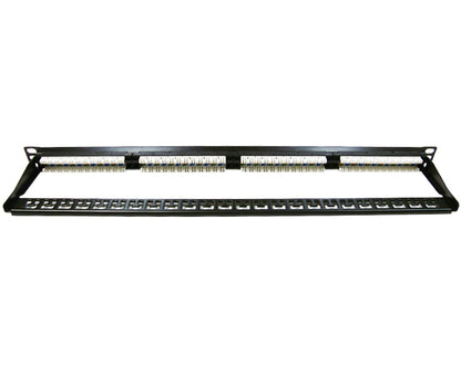 CAT5E High Density 24 Patch Panel, Half-U 180° IDC's frame front view
