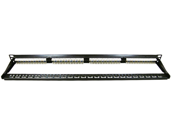 CAT5E High Density 24 Patch Panel, Half-U 180° IDC's frame front view