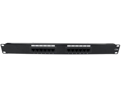 CAT5E Unshielded 12-Port Patch Panel, 110 Punchdown Termination, Black