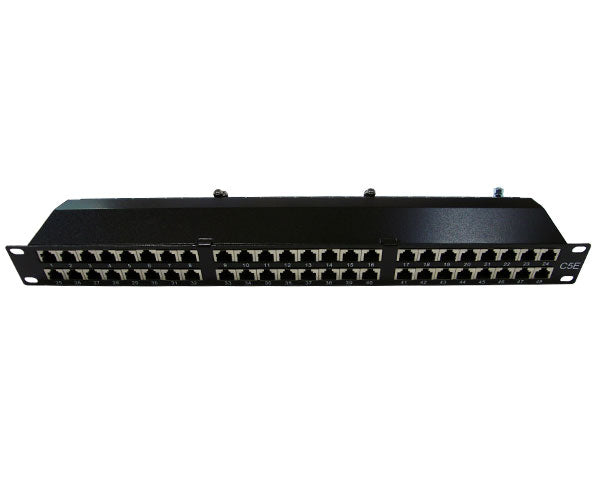 CAT5E High Density 48 Shielded Patch Panel, 1U front view