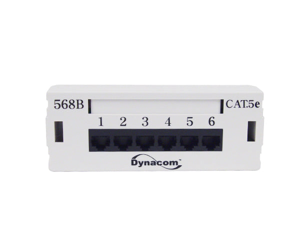 Rear-Terminating CAT 5E Patch Box, 6-Port front view