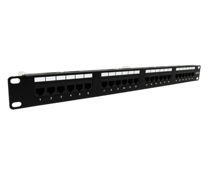 CAT6 Unshielded 12-Port Patch Panel, 110 Punchdown Termination, Black - 01