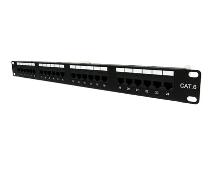 CAT6 Unshielded 12-Port Patch Panel, 110 Punchdown Termination, Black - 03