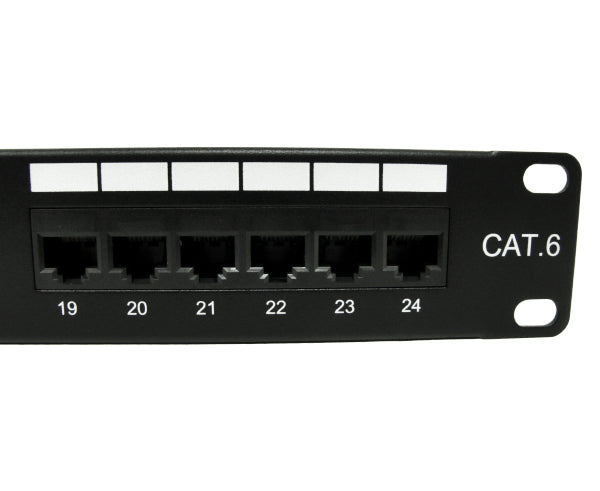 CAT6 Unshielded 12-Port Patch Panel, 110 Punchdown Termination, Black - 04