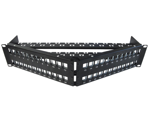 Blank Shielded Patch Panel, 24 & 48 Port Angled, 1U & 2U, High Density, w/Cable Mgmt Bar 3 of 8