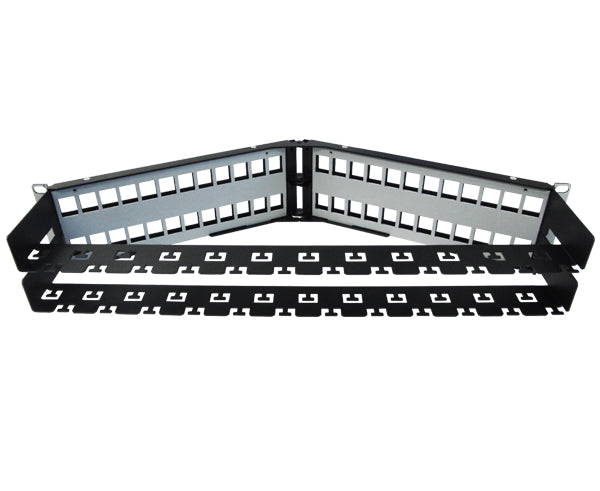 Blank Shielded Patch Panel, 24 & 48 Port Angled, 1U & 2U, High Density, w/Cable Mgmt Bar 6 of 8