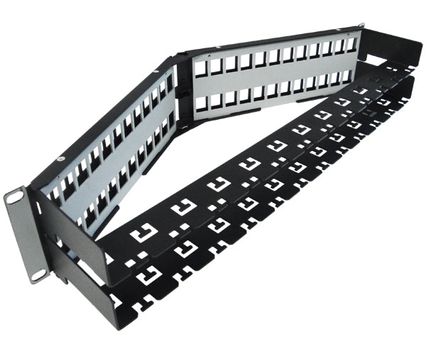 Blank Shielded Patch Panel, 24 & 48 Port Angled, 1U & 2U, High Density, w/Cable Mgmt Bar 7 of 8