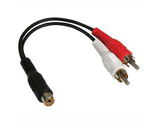 Audio cable with 3.5mm male jack and two female RCA connectors