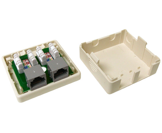 Cat5 Module Box CAT5E Surface Mount Box 2Port Loaded Universal Box Case — Primus Cable