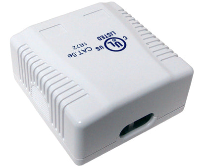 CAT5E Surface Mount Box, 1-Port/ 2-Ports, Pre-wired, Universal Box Case (White, 2-Port)