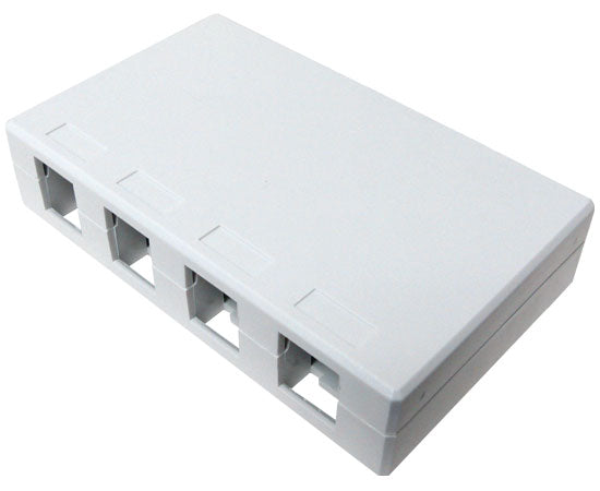 Surface Mount Box, 4-Port, Unloaded - White or Ivory