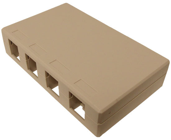 Surface Mount Box, 4-Port, Unloaded - White or Ivory