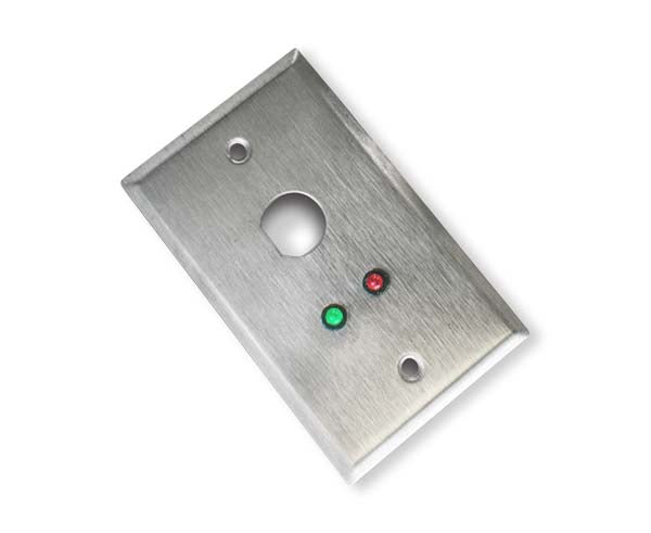 Remote Station Plate, Single Gang Stainless Steel Plate with Red/Green LEDs