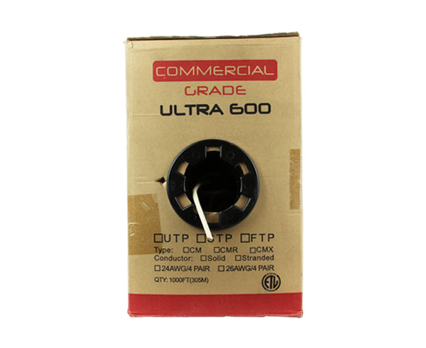 CAT6 Bulk Stranded Ethernet Cable, Bare Copper UTP CM, 24 AWG 1000FT, Off Yellow