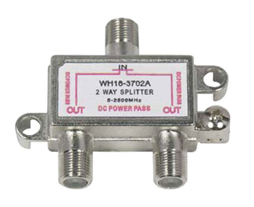 2.5GHz Coax 2-Way Splitter, DC Power Pass  - 1-in/2-out