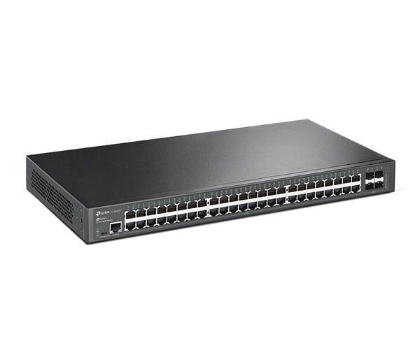 JetStream 48-Port Gigabit L2 Managed Switch with 4 SFP Slots - angled view