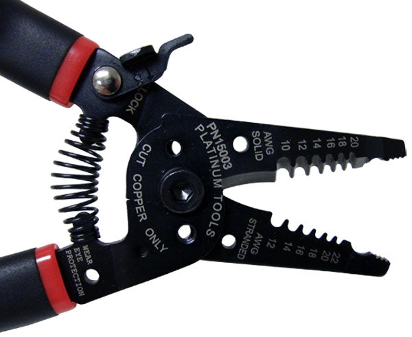 ProStrip 10AWG - 20AWG Wire Stripper - Close up of labels on wire stripper - Primus Cable