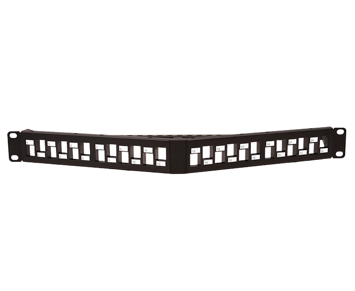 Angled 24-Port Patch Panel 1U High Density Rack Mount — Primus Cable