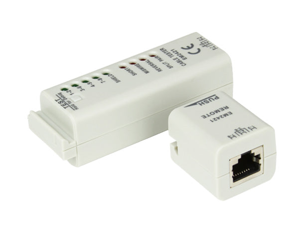 Network Cable Tester, RJ45, Pair and Shield LEDs - Side view of jack inout - Primus Cable