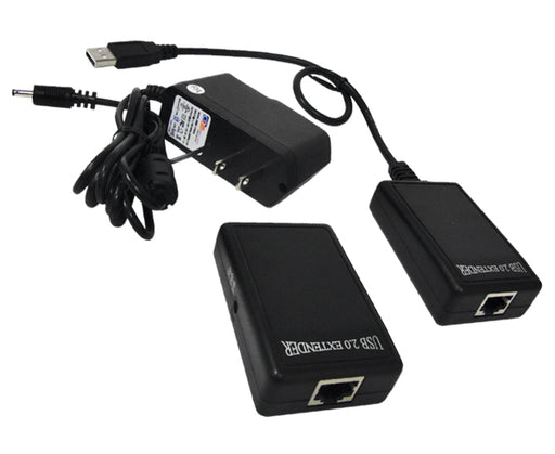 USB 2.0 Extender, 1ft USB cable to 1 RJ45 & 1 RJ45 to 1 USB port, up to 60m with CAT5E or CAT6